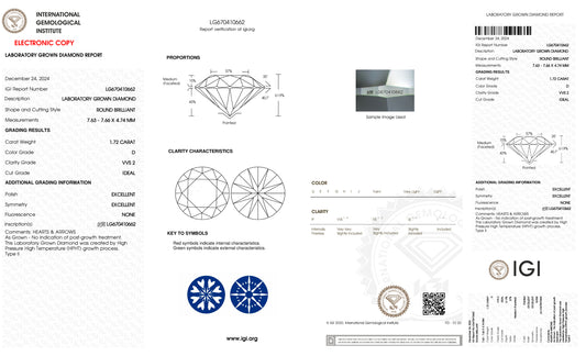 1.72 D VVS2 Ideal Ex Ex Non (LG670410662)