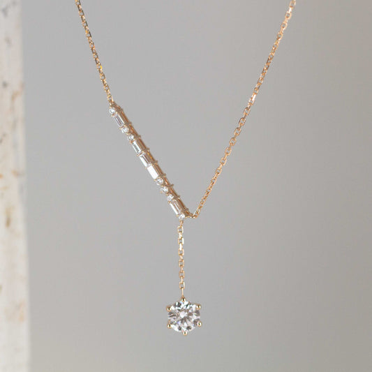 In-Stock SKP0701 0.70ct Morse code 6-Prong Lab Grown Diamond Solitaire Necklace