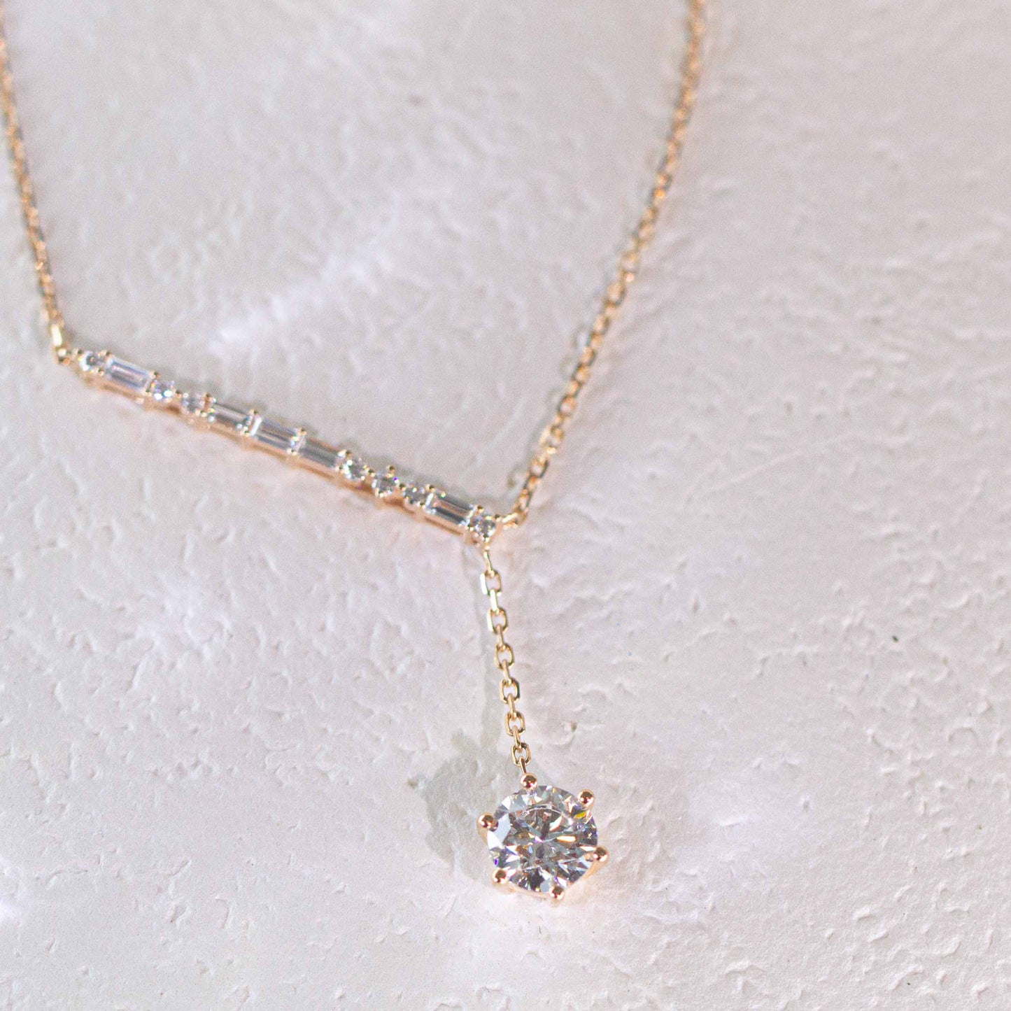 In-Stock SKP0701 0.70ct Morse code 6-Prong Lab Grown Diamond Solitaire Necklace